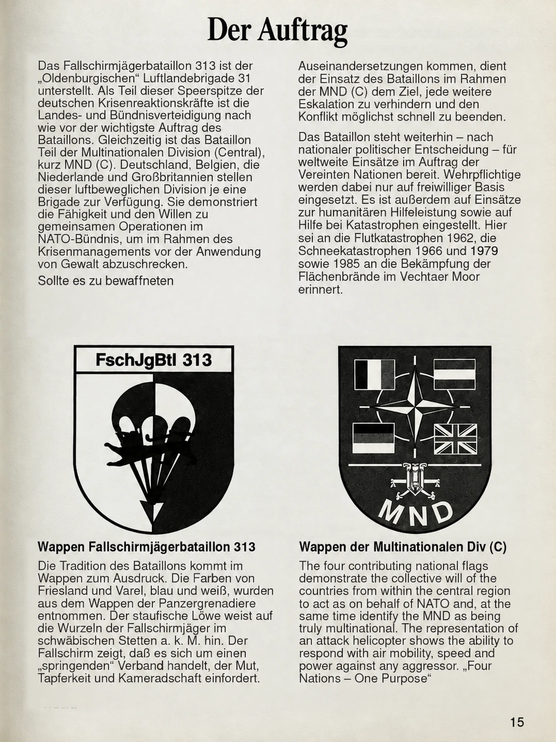 Historische Einheitsunterlage Der Auftrag zum Fallschirmjägerbataillon 313